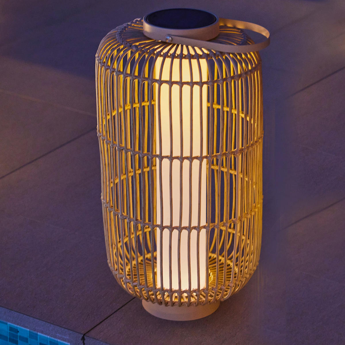 SOLARLATERNE MARIEL braun - Braun, Naturmaterialien (31/31/60cm) - Lumisky