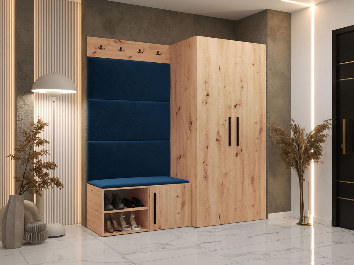 GARDEROBEN-SET Medi I - Blau/Schwarz, Holzwerkstoff/Kunststoff (80/191/50cm) - MIRJAN24