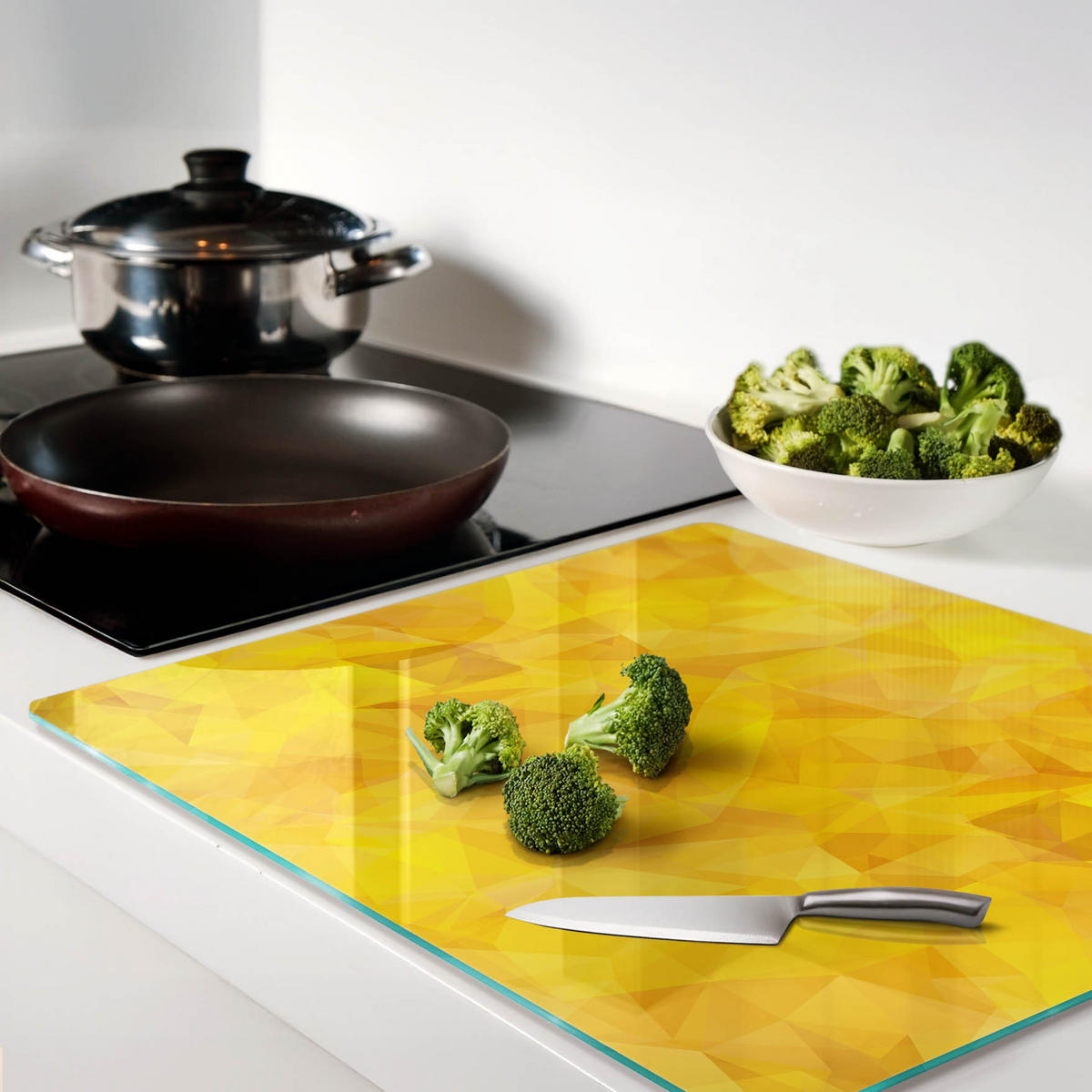 GLASPLATTE 60x52 cm Abstrakte Dreiecke - Gelb, Glas (60/0.4/52cm) - TULUP