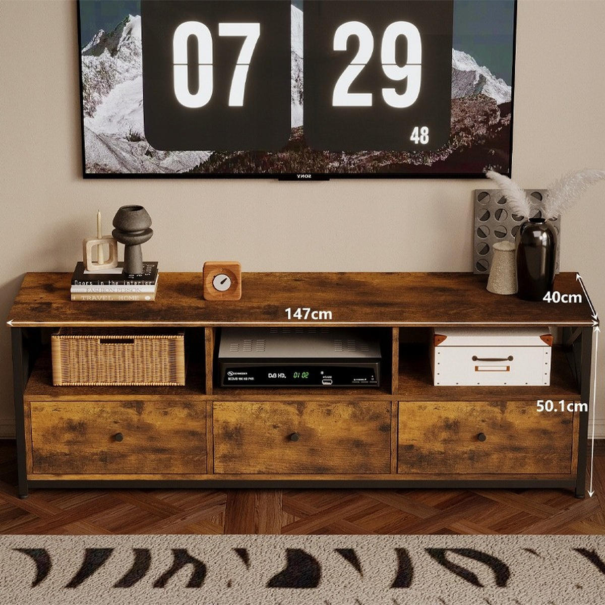 TV-STÄNDER, Braun, 143/40/50 cm - Braun, Holzwerkstoff (143/50/40cm)