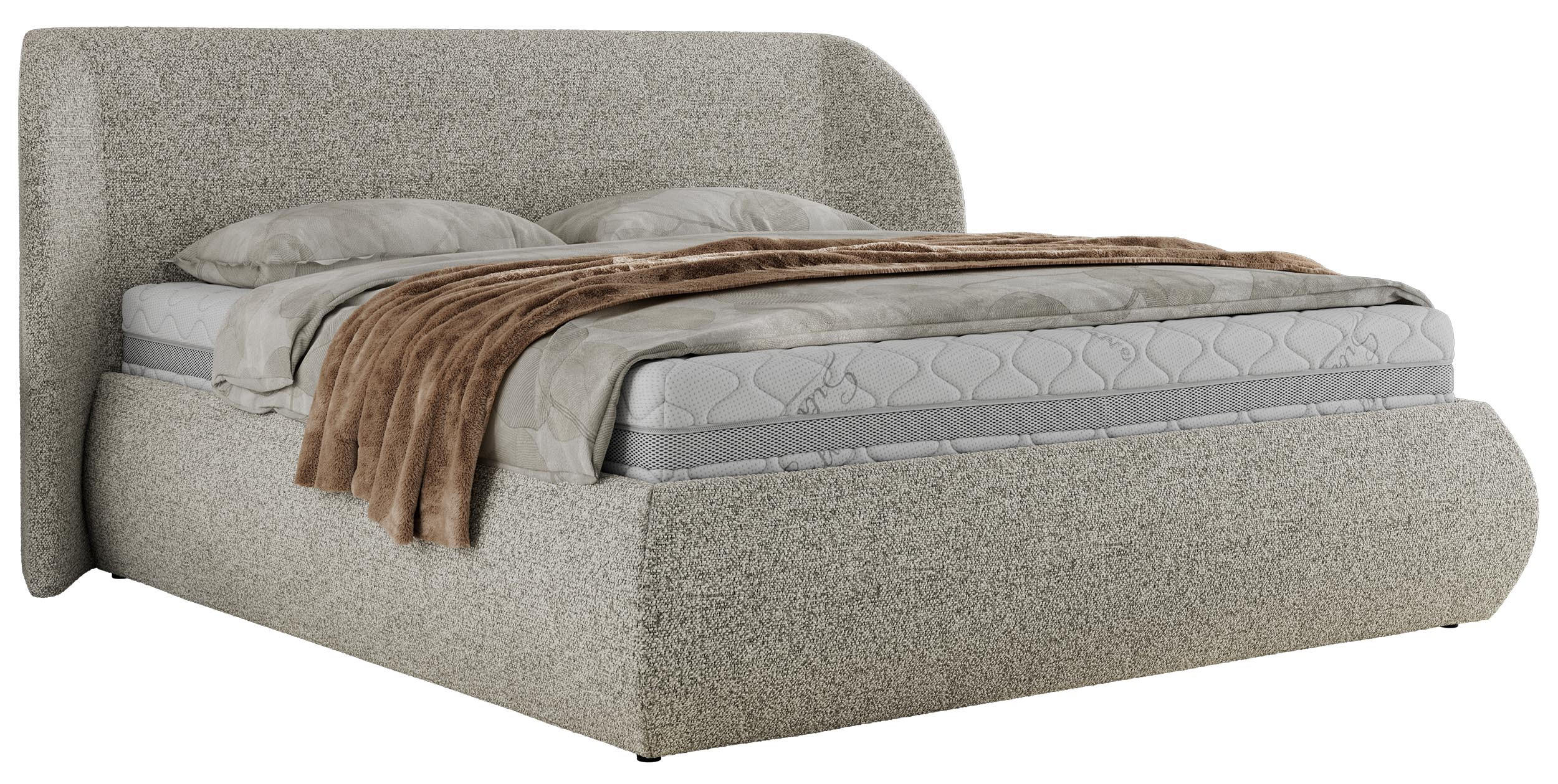 POLSTERBETT CAELA CLASSIC 180/200 - Hellgrau Strukture - Pocket-Matratze - Hellgrau, Textil (180/200cm) - MKS