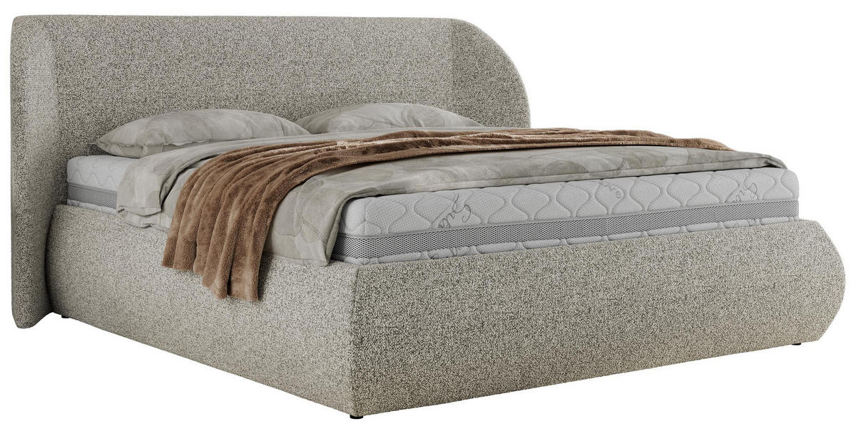 POLSTERBETT CAELA CLASSIC 160/200 - Hellgrau Strukture - ohne Matratze - Hellgrau, Textil (160/200cm) - MKS