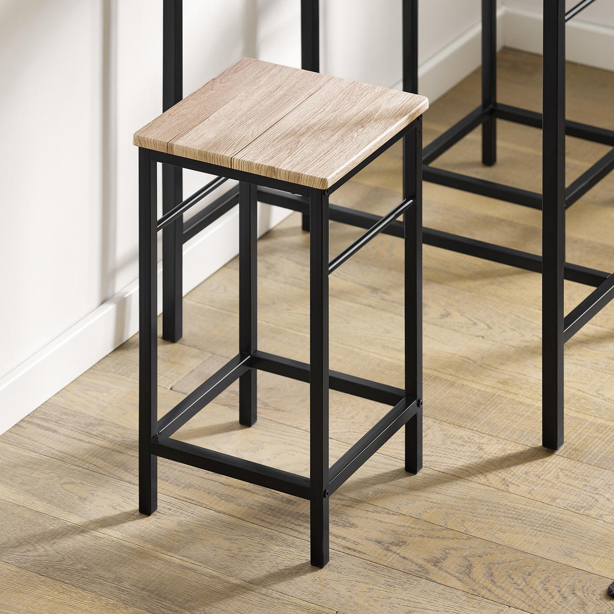BARTISCH + 2 x BARHOCKER - Naturfarben, Holzwerkstoff (80/88/50cm) - SoBuy