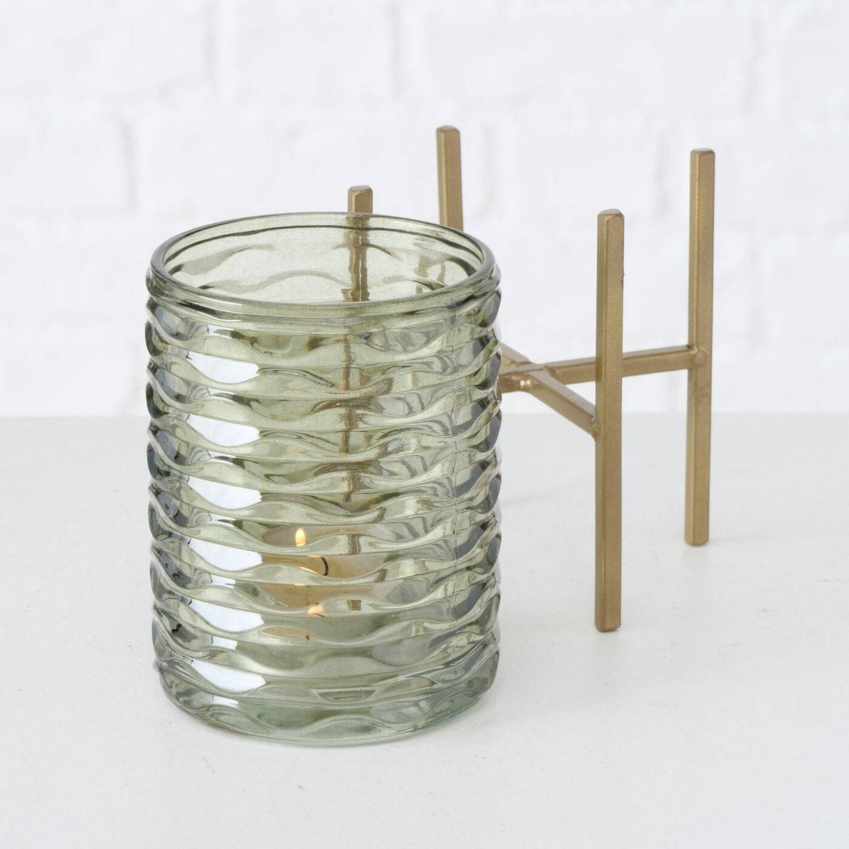 TEELICHTHALTER Bolito Ø 8 cm - Grün, Glas (16cm) - Boltze Home