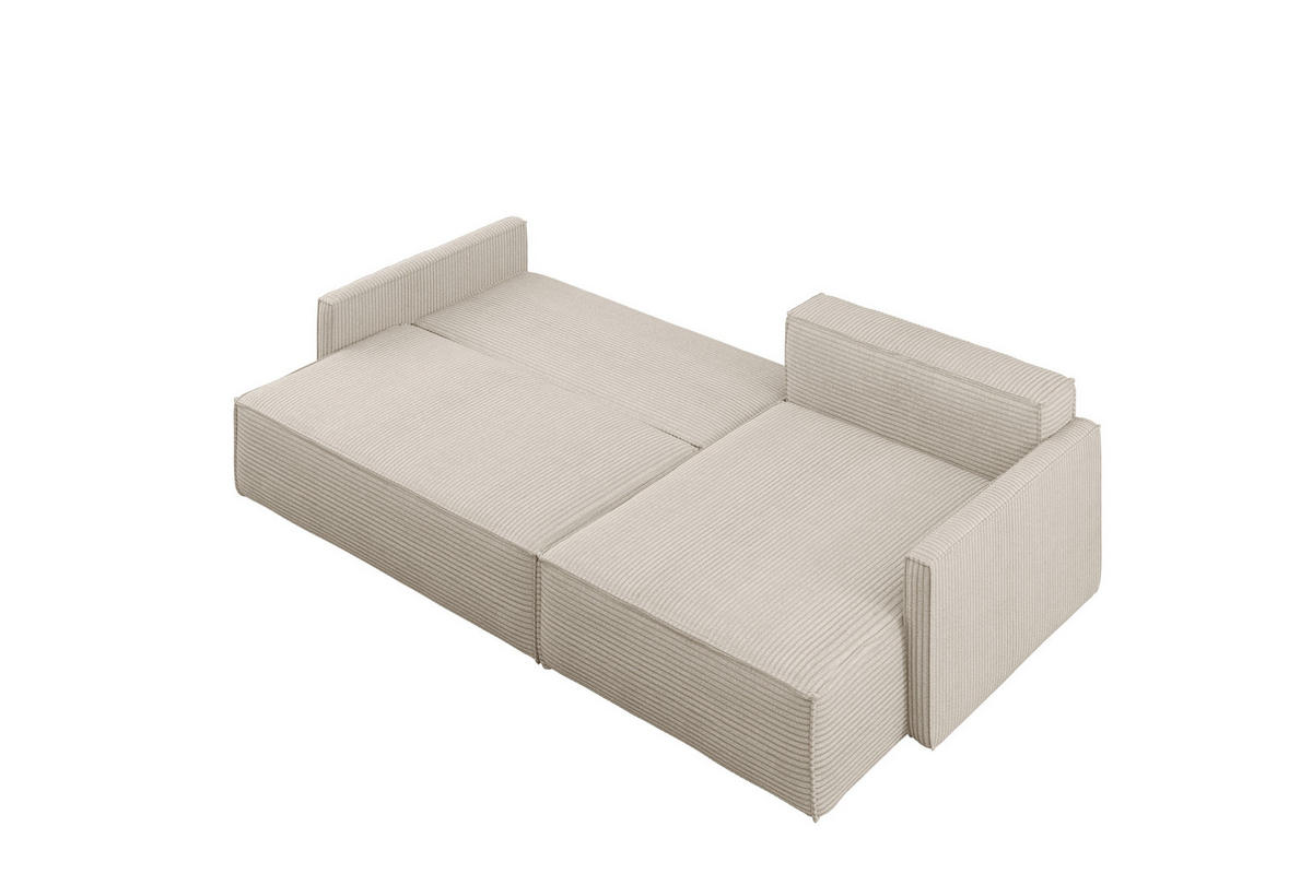 SCHLAFSOFA Carlos, Ecksofa L-Form mit schlaffunktion und bettkasten Stoff Poso Beige Rechts - Beige, Holz (250/83/142cm) - Kaiser Möbel