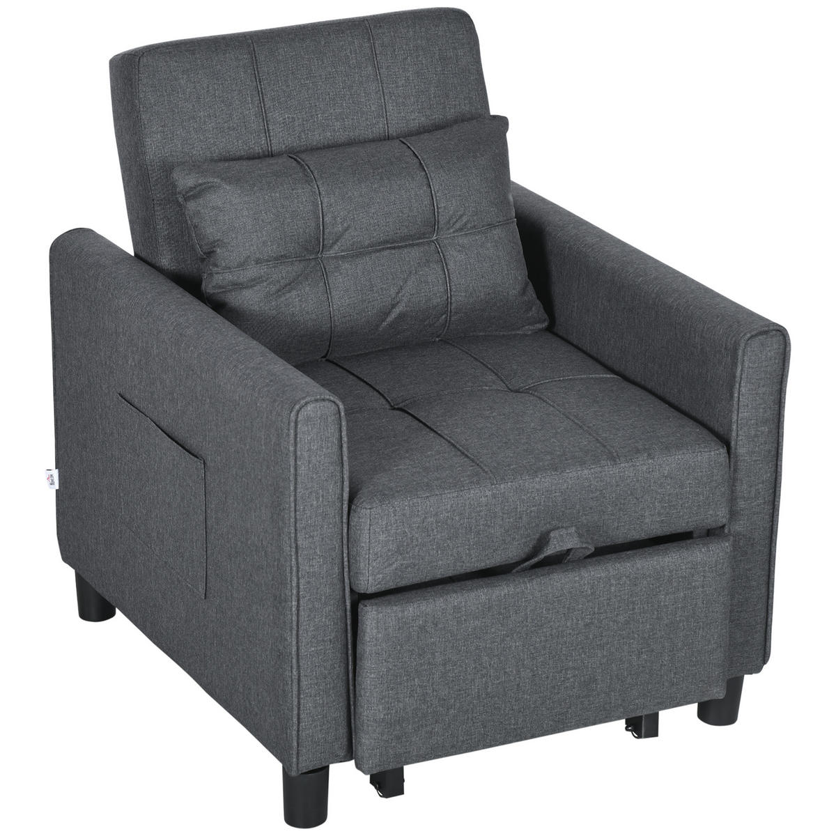 SCHLAFSESSEL 3-in-1 DE-14606 mit 3-fach verstellbarer Rückenlehne Grau - Grau, Metall (69/85/82cm) - ComfortXL