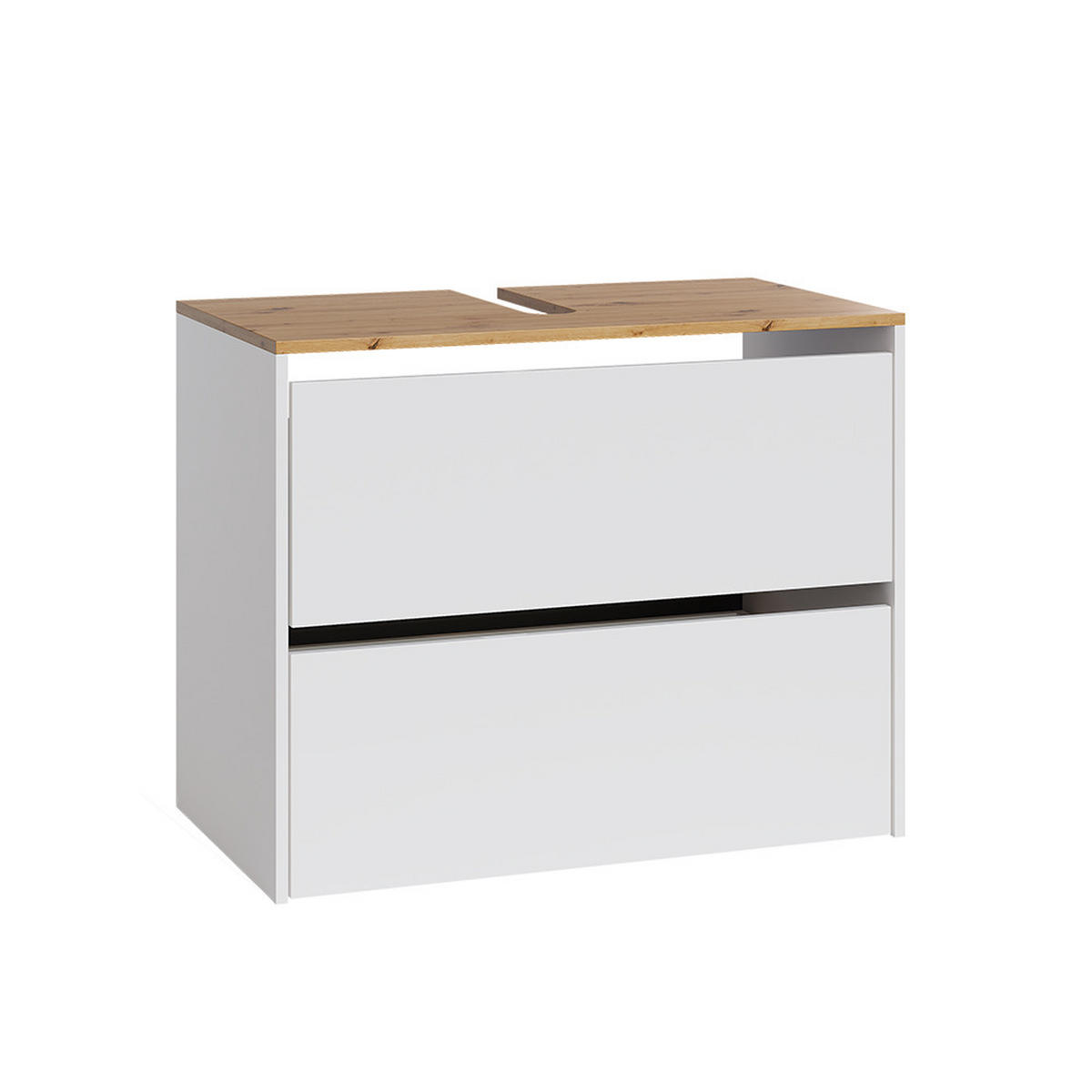 WASCHBECKENUNTERSCHRANK Viktor Weiß/Artisan 80.2 x 65 cm mit 2 Schubladen - Hellgrau/Weiß, Holzwerkstoff (80.2/65/45.5cm) - Vicco