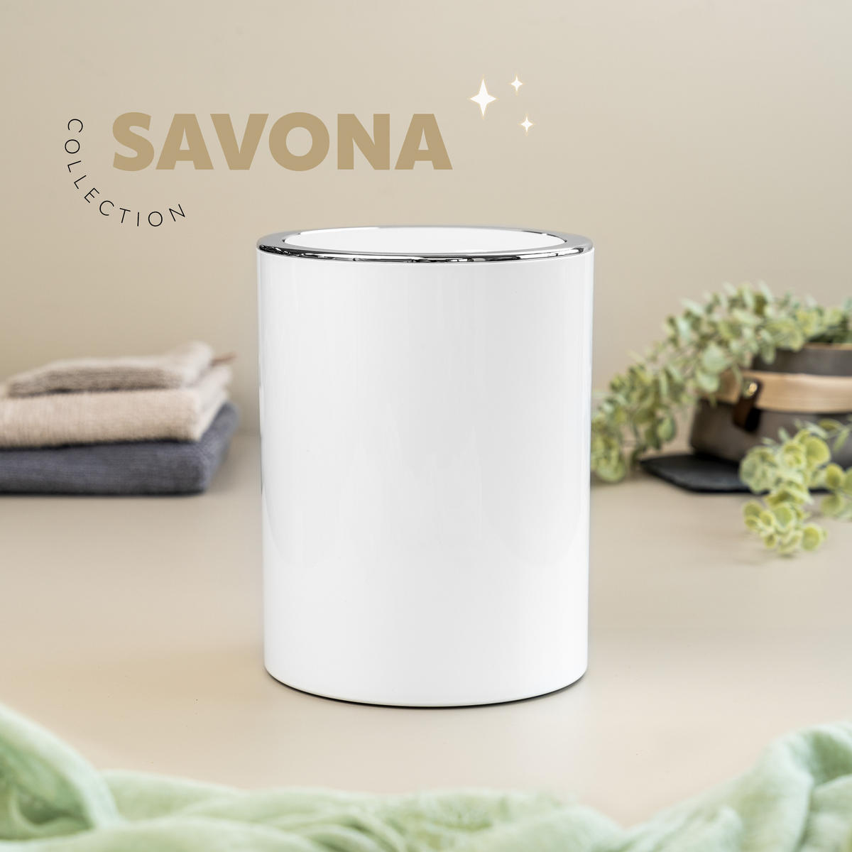 KOSMETIKEIMER SAVONA 5,5 Liter, weiß - Weiß, Kunststoff (19/24.5/19cm) - bremermann