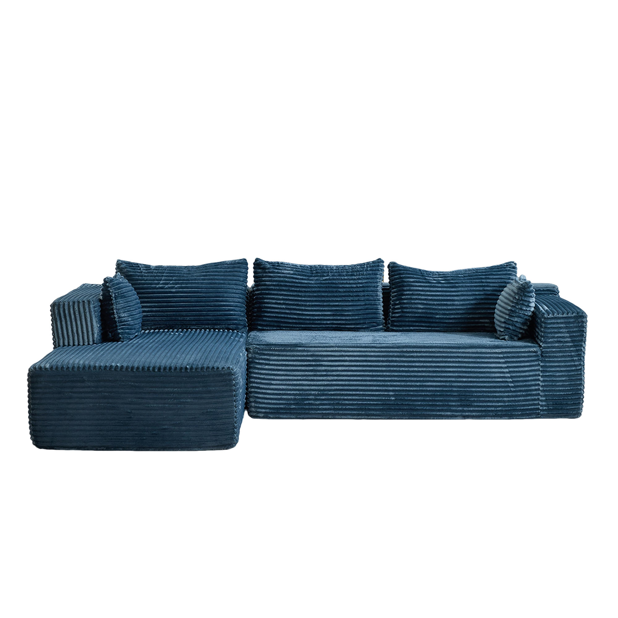 ECKSOFA 279/179/83 cm Blau Cord mit Chaiselongue - Blau, Textil (179/83/279cm) - Oxeza