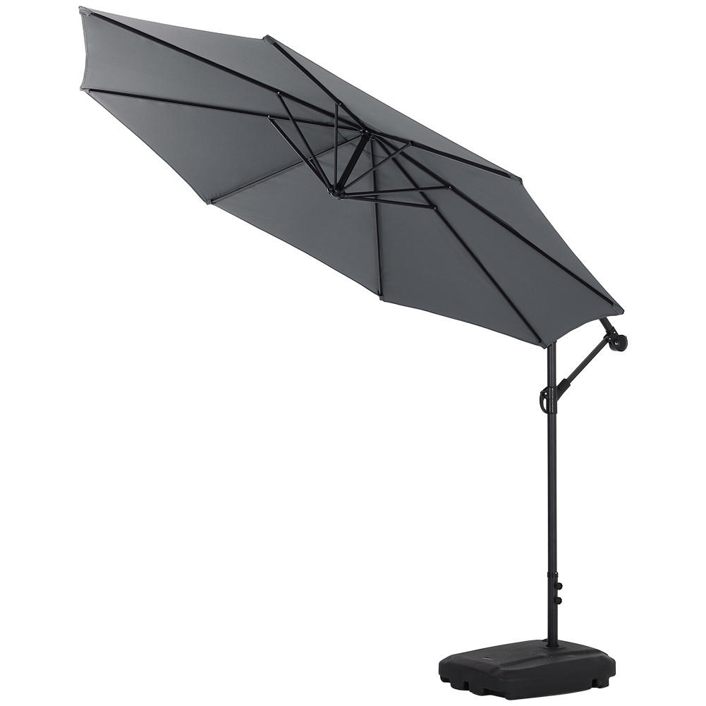 AMPELSCHIRM mit befüllbarer Kunststoff-Sockel mit dem Rollen aus Polyester Metall in Grau drehbar 360° neigbar 60° 3 x 2.6m - Grau, Metall (300/240cm) - Livingandhome