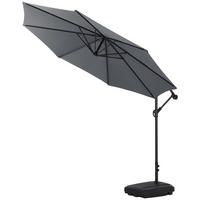 AMPELSCHIRM mit befüllbarer Kunststoff-Sockel mit dem Rollen aus Polyester Metall in Grau drehbar 360° neigbar 60° 3 x 2.6m - Grau, Metall (300/240cm) - Livingandhome
