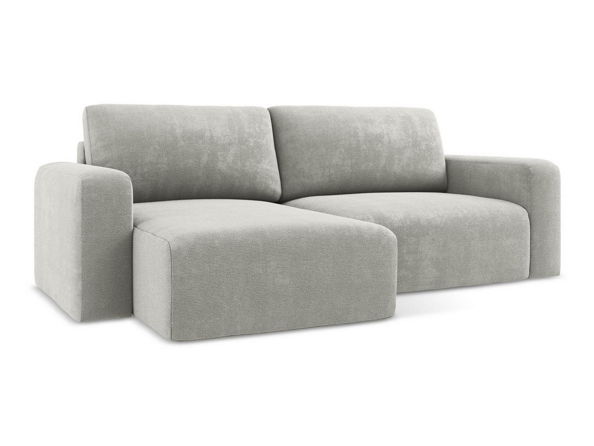 ECKSOFA mit Schlaffunktion links Chenille Stoff Grau - Hellgrau/Schwarz, Kunststoff/Textil (149/244cm) - Makamii