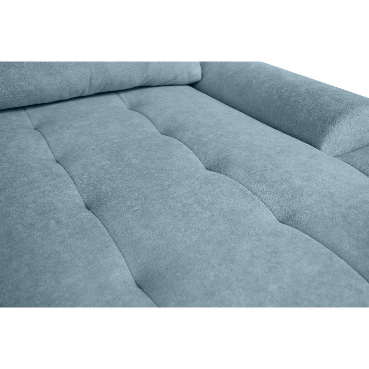 WOHNLANDSCHAFT Costa U Hellblau, Velours - Schwarz/Hellblau, Kunststoff/Textil (367/80/169cm) - Beautysofa