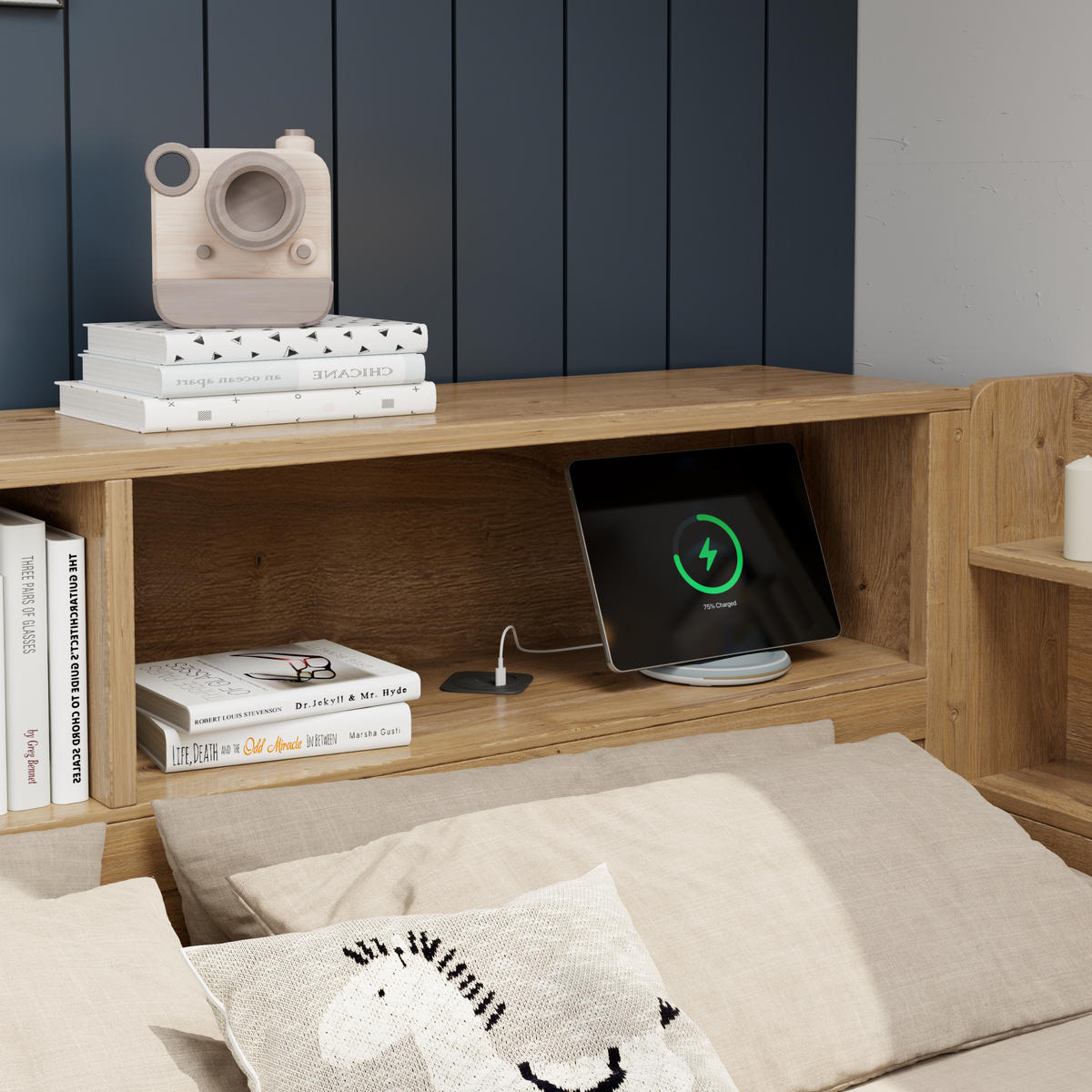 KINDERBETT 90/200 cm natur aus Sperrholz mit Stauraum - Naturfarben, Holzwerkstoff (90/200cm) - OKWISH