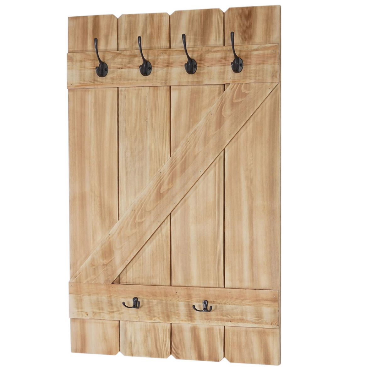WANDGARDEROBE 91x60x10cm 6 Haken Kiefer - Kieferfarben, Holz (60/91/10cm) - BERLINLODGE