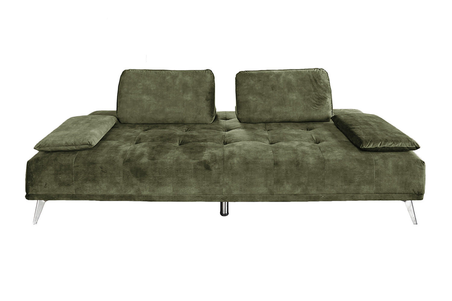 SOFA WIOLO Grün Velvet - Silberfarben/Grün, Textil (240/80/110cm) - KAWOLA