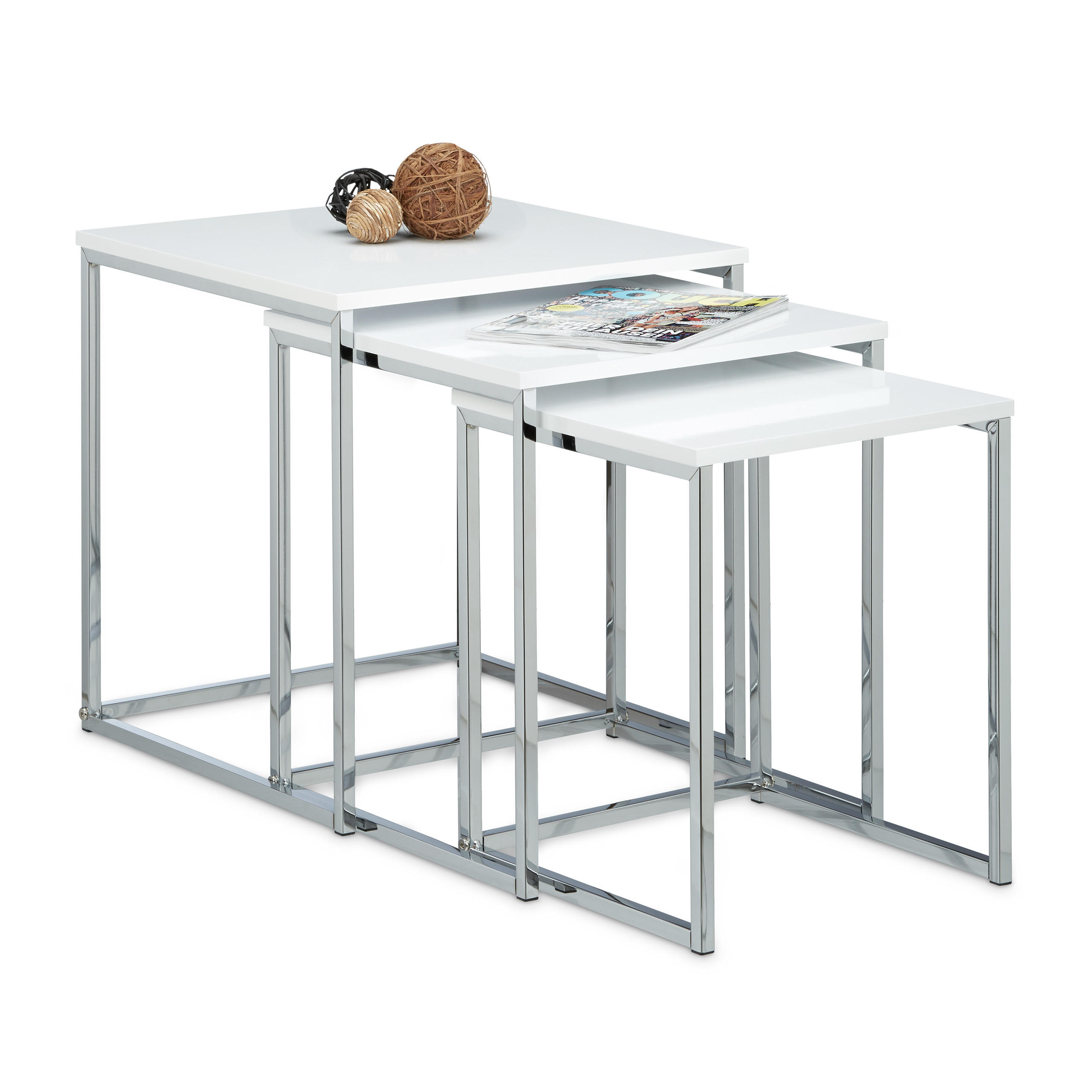 3XBEISTELLTISCHE - Multicolor, Holzwerkstoff/Metall (40/40/42cm) - Relaxdays