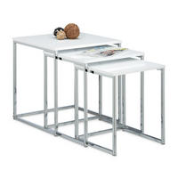 3XBEISTELLTISCHE - Multicolor, Holzwerkstoff/Metall (40/40/42cm) - Relaxdays