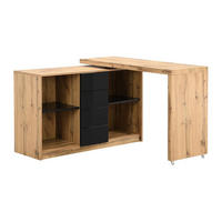 AUSZIEHBARER Schreibtisch mit 360° drehbarer Platte - MDF - Holzfarben & Schwarz - PAVELO - Schwarz, Holz (42/190/76.5cm) - Vente-Unique