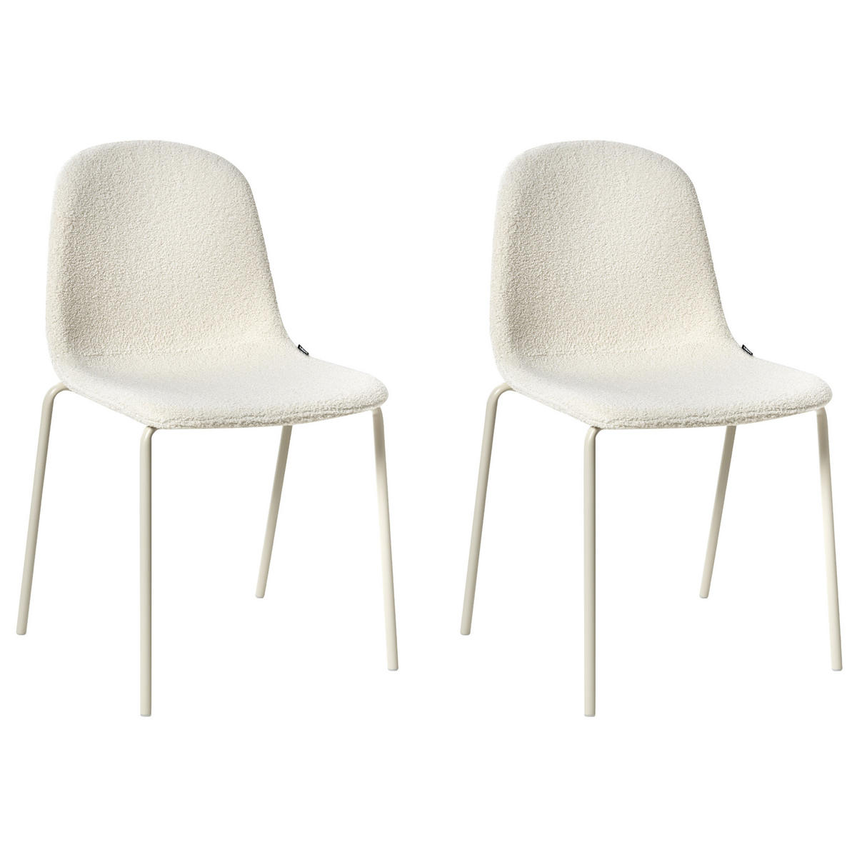 KONFERENZSTUHL 2er-Set Bouclé Cremeweiß Loma - Weiß, Textil (50/85/55cm) - Beliani
