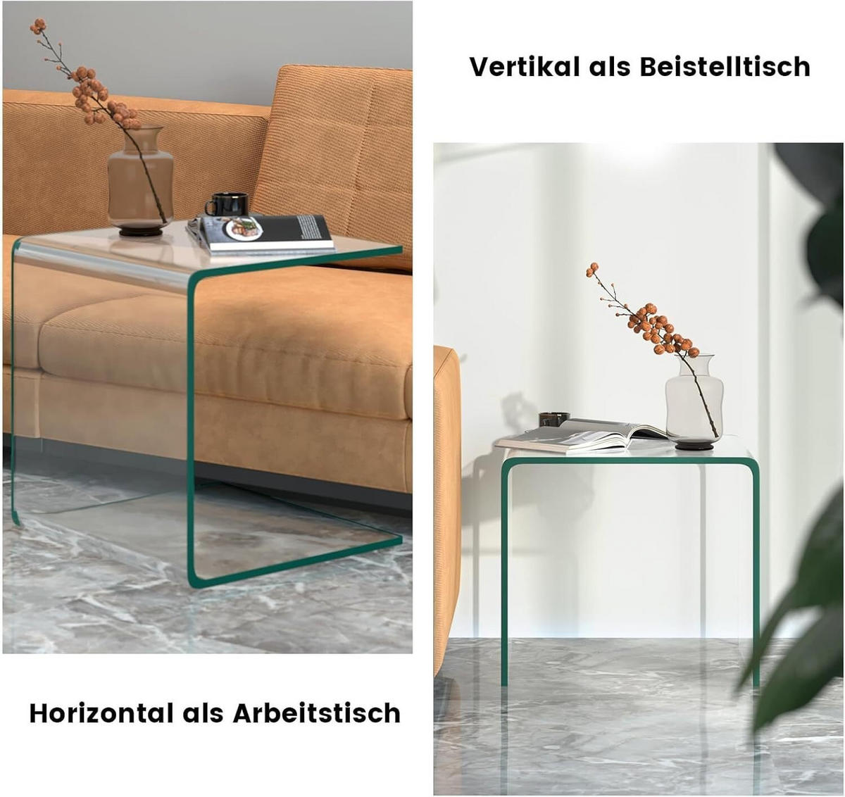 BEISTELLTISCH 41cm Clear - Klar, Glas (45/45/41cm) - COSTWAY