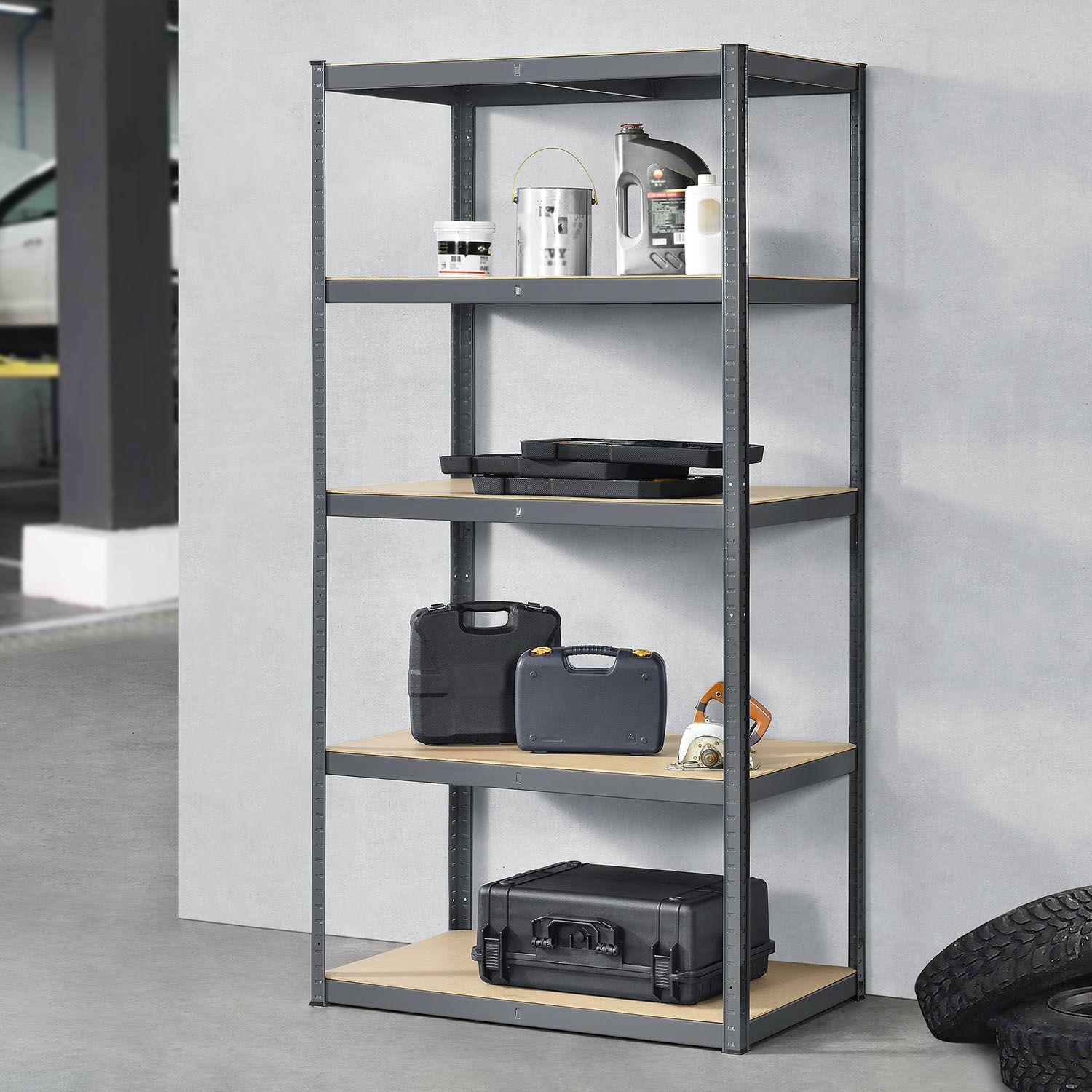 LAGERREGAL Basic grau 200x100x60 cm - Grau, Metall (100/200/60cm) - Juskys