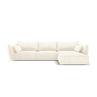 ECKSOFA rechts Kaelle aus Chenille-Stoff leichtes beige 4 Sitzplätze - Creme, Textil (171/308cm) - Micadoni