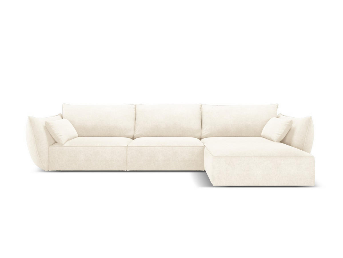 ECKSOFA rechts Kaelle aus Chenille-Stoff leichtes beige 4 Sitzplätze - Creme, Textil (171/308cm) - Micadoni
