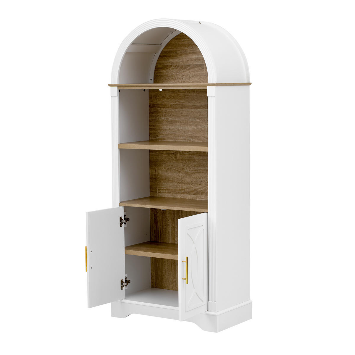HIGHBOARD Weiß 76,2×40,1×180 cm mit LED‑Beleuchtung und verstellbaren Einlegeböden aus Holzwerkstoff - Weiß, Holzwerkstoff (76.2/180/40.1cm)