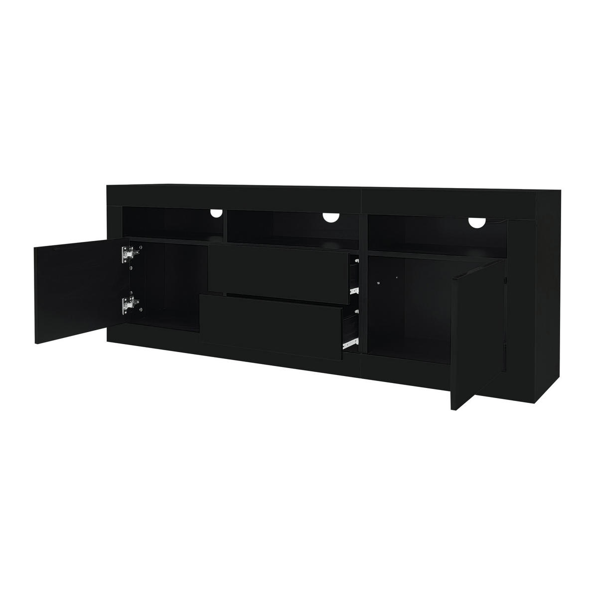 TV-SCHRANK in Schwarz mit Hochglanz-Front und LED 160/35/60 cm - Schwarz, Holzwerkstoff (160/60/35cm) - Redom