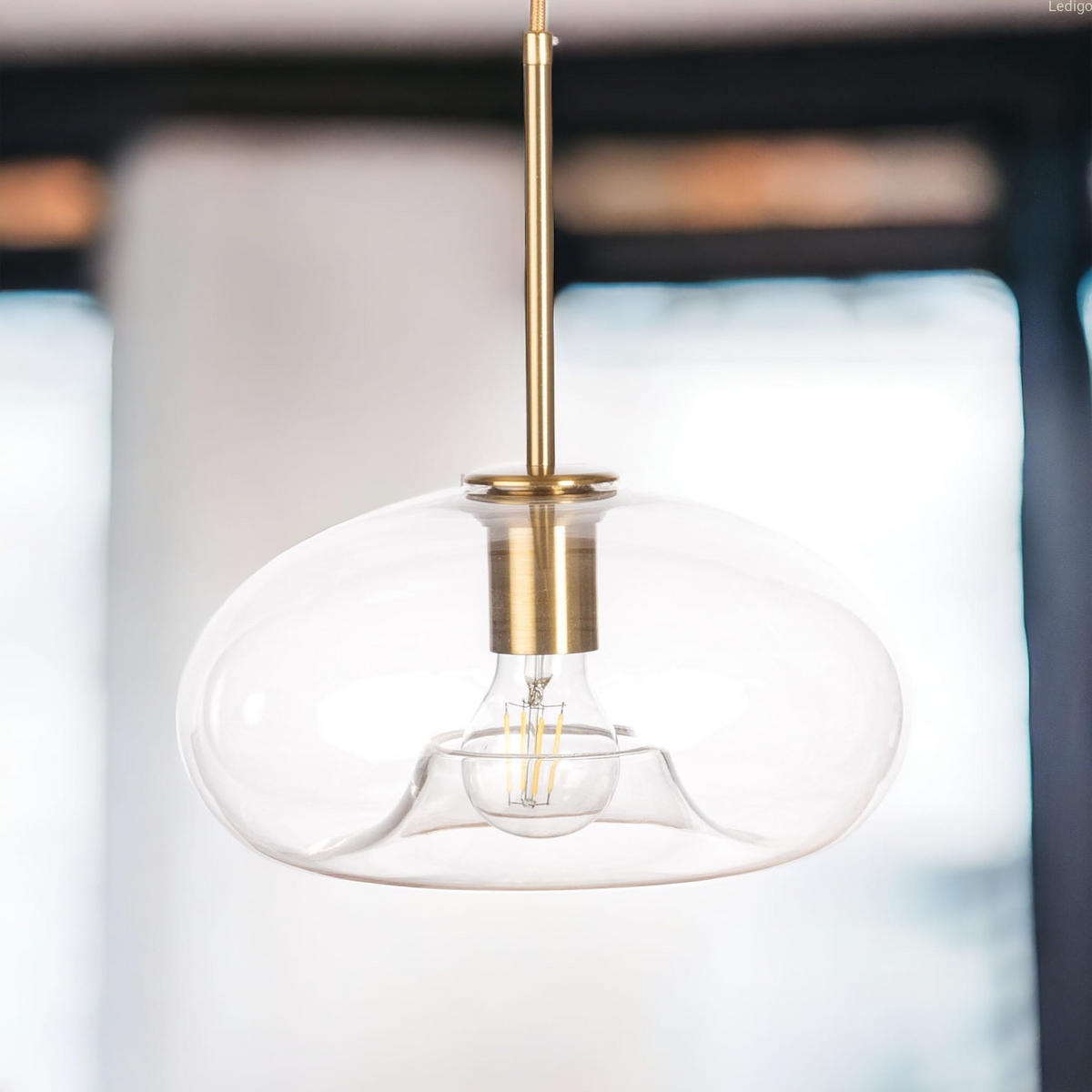 PENDELLEUCHTE Paris - Transparent/Goldfarben, Glas/Metall (27/27/105cm) - kiki design