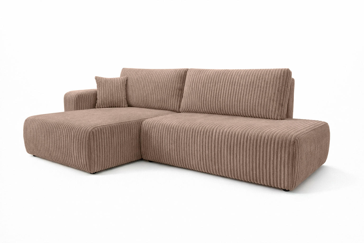 ECKSOFA Mit Schlaffunktion Und Bettkasten, Cordstoff Tilia, Braun, Links, OPEN XL - Braun, Holz (262/145cm) - Kaiser Möbel