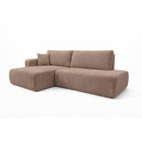 ECKSOFA Mit Schlaffunktion Und Bettkasten, Cordstoff Tilia, Braun, Links, OPEN XL - Braun, Holz (262/145cm) - Kaiser Möbel