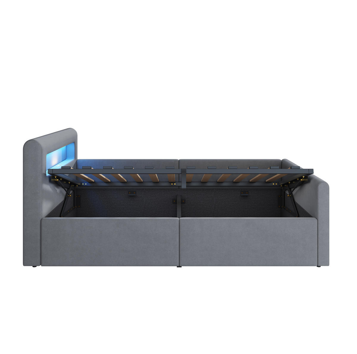 BETT mit hydraulischem Stauraum 90x200 cm Samt Grau - Hellgrau, Metall (90/200cm) - Beauniv