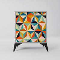 SIDEBOARD TESSELATE TREASURES, Grau, 57,5x42x70,5 cm, Schwarze Metall-Sternfüße - Multicolor/Schwarz, Holzwerkstoff/Metall (57.5/70.5/42cm) - SpaceRebels