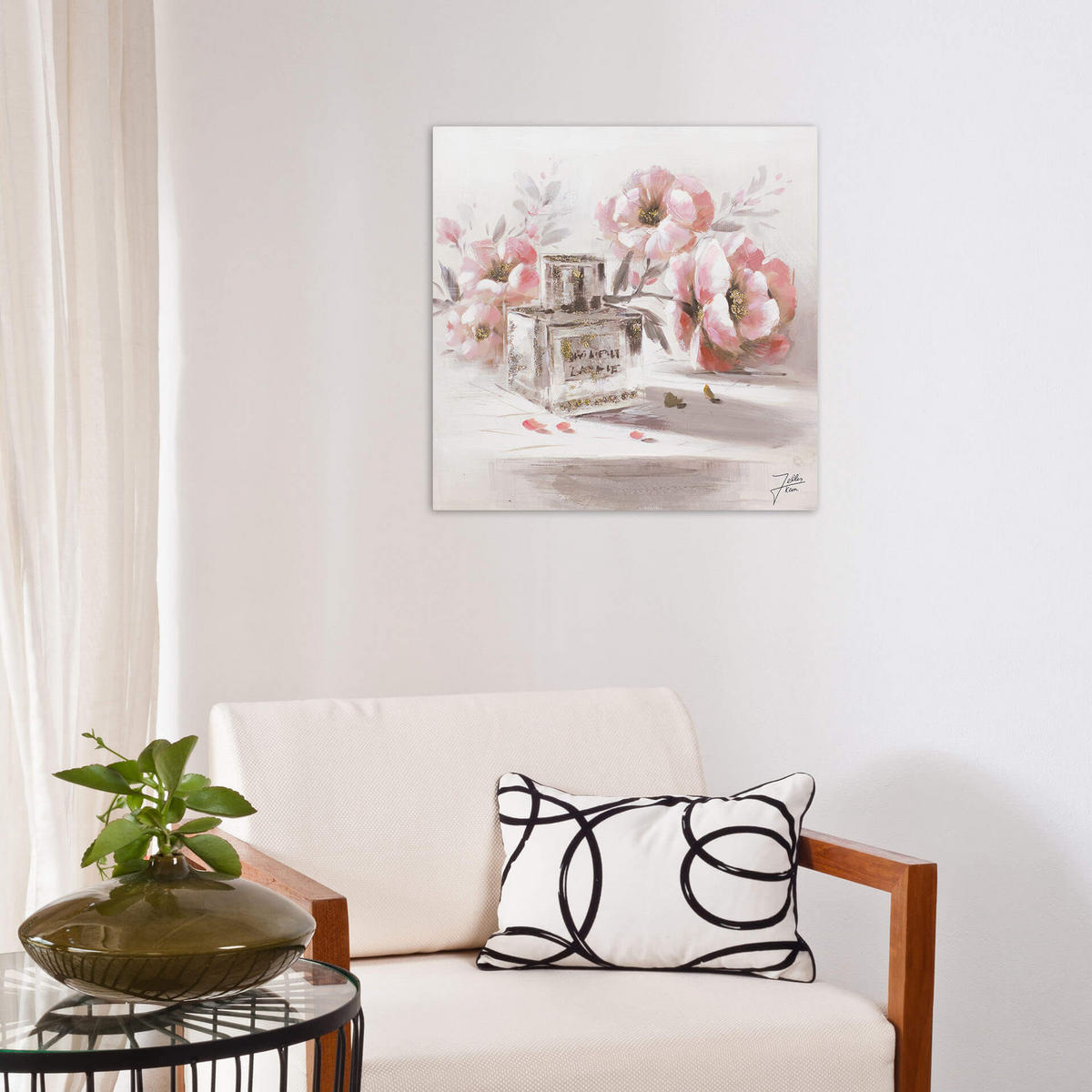 ACRYLBILD HANDGEMALT 60/60 cm - Pink, Holz/Textil (60/60cm) - KUNSTLOFT