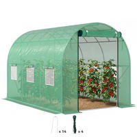 POLYTUNNEL-GEWÄCHSHAUS DE-05724 Begehbar mit Rolltüren, Stahlrahmen Grün - Grün, Kunststoff/Metall (200/195/300cm) - ComfortXL