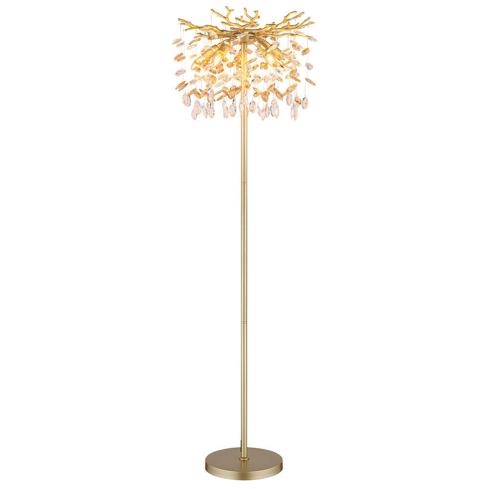 LED STEHLEUCHTE QUEENA, Metall, Gold, flexibler Arm - Goldfarben, Glas (46/46/155cm) - Globo Lighting