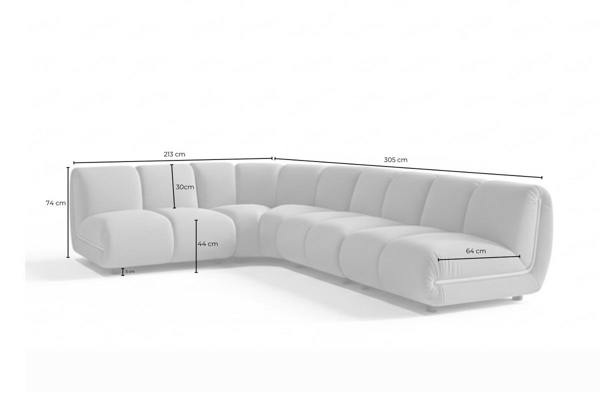 MODULSOFA LAYLA Taupe Velvet - Taupe/Schwarz, Buchenholz/Textil (305/213cm) - KAWOLA