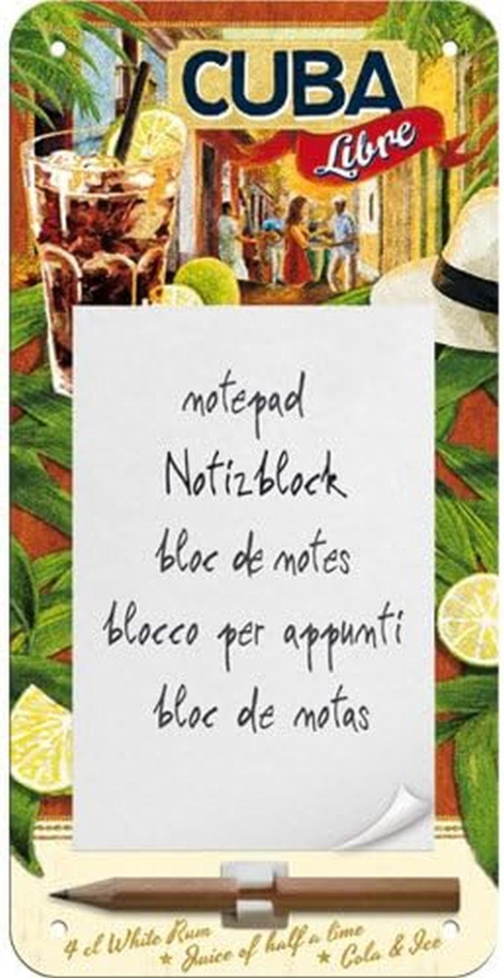 NOTIZBLOCKSCHILD Cuba Libre - Multicolor, Metall (10/1/0.9cm) - Nostalgic-Art