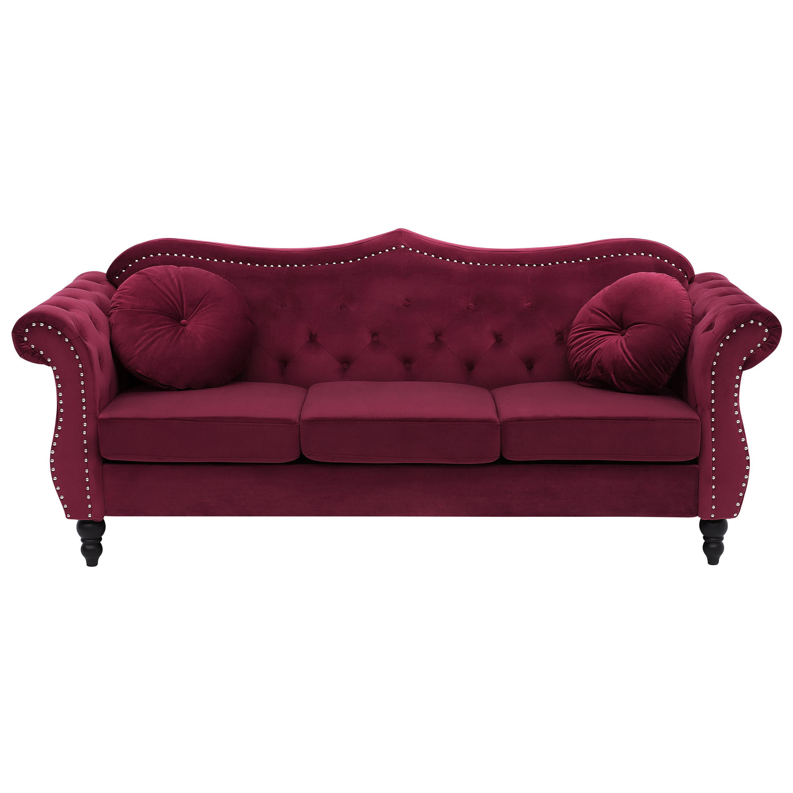 3-SITZER-SOFA Samtstoff Dunkelrot Skien - Dunkelrot, Textil (200/91/83cm) - Beliani