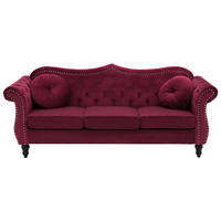 3-SITZER-SOFA Samtstoff Dunkelrot Skien - Dunkelrot, Textil (200/91/83cm) - Beliani
