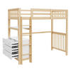 HOCHBETT 90 x 200cm mit Schubladen und Regale in Holzfarbe + Weiß - Naturfarben, Holz (90/200cm) - KOMHTOM