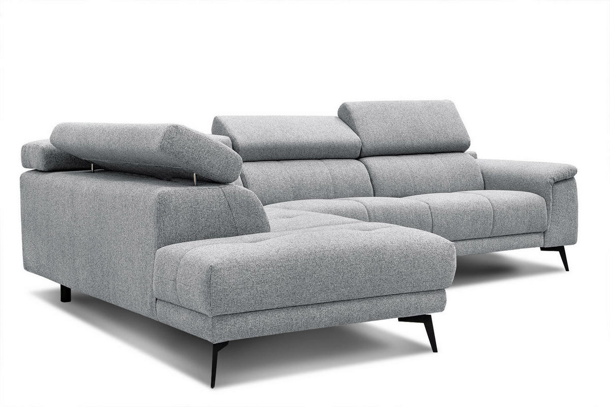 ECKSOFA FIERO 5-Sitzer, silberfarben - Silberfarben/Schwarz, Holzwerkstoff/Textil (158/269cm) - Courtois Laville