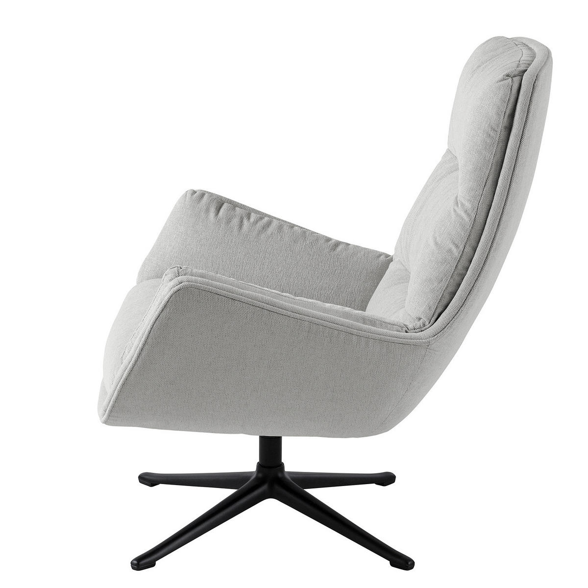 SESSEL mit Kreuzfuß - Hellgrau/Schwarz, Textil/Metall (83/95/97cm) - home24