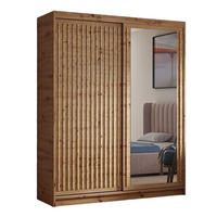 SCHWEBETÜRENSCHRANK Dora 100 cm mit Lamellen und Spiegel 2-türig, artisan, Lamelle artisan - Eiche Artisan, Kunststoff (100/205/60cm) - Margaret Hadas24