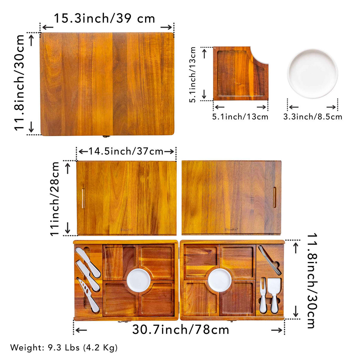 KÄSEBRETT Set für Große Gruppen 30x39cm (Akazienholz) - Beige, Holz (30/38cm) - BlauKe