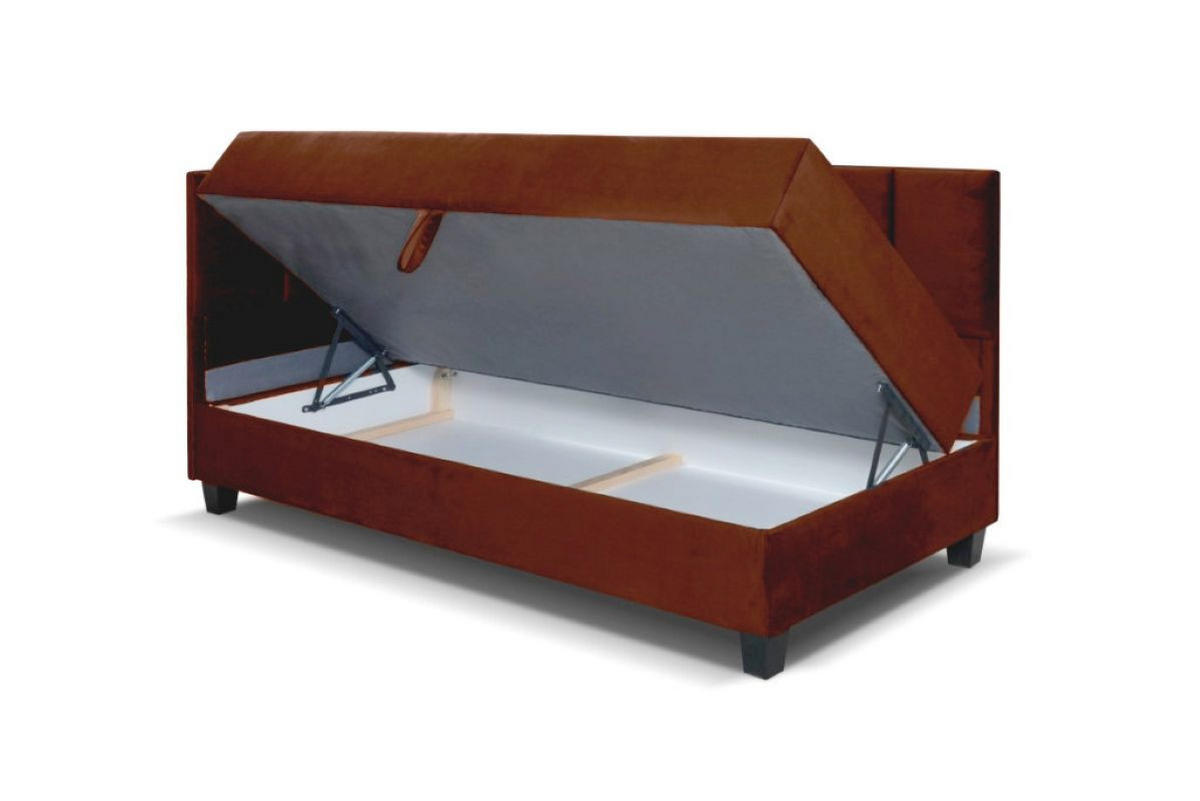BOXBETT Kinderbett Eryk 80x200 cm mit Matratze und Bettkasten, links, braun - Braun, Kunststoff (80/200cm) - Margaret Hadas24