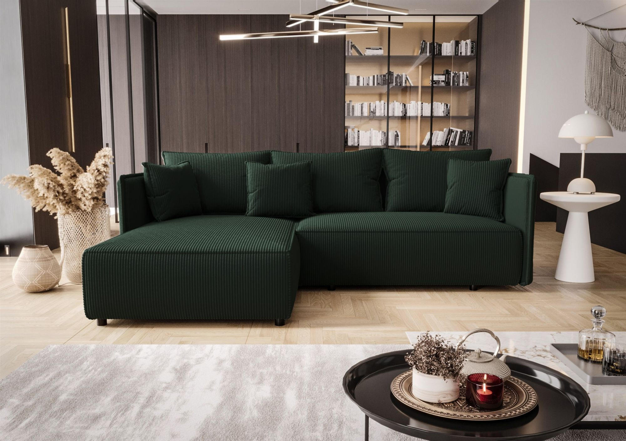ECKSOFA Evora - Grün, Holzwerkstoff/Textil (245/185cm) - Fun Möbel