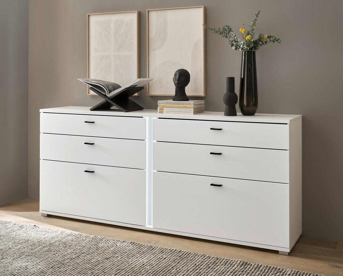 SIDEBOARD M19 Weiß Matt 200/86/42 cm breit - Weiß, Holzwerkstoff (200/86/42cm) - Livojo